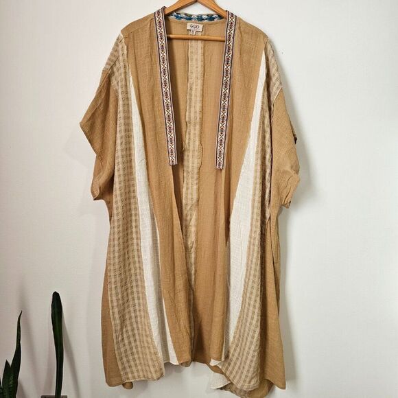 EUC LIKE NEW GIGIO PLUS+ BOHO TIE DYE EMBROIDERED LONG DUSTER KIMONO SZ 1XL - Picture 1 of 16